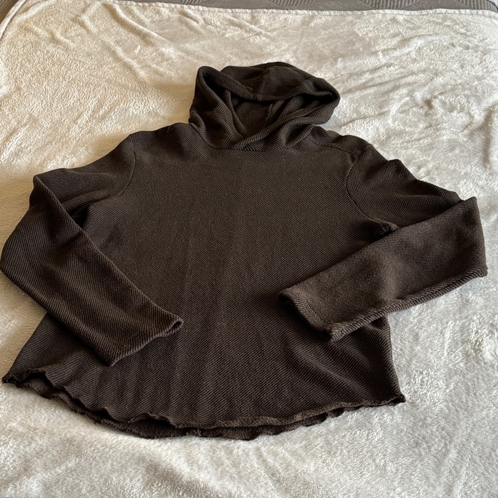 Joe's Jeans Men's Brown Black Stripped Waffle Knit Hoodie Long Sleeve M EUC